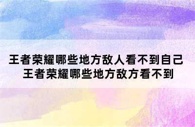 王者荣耀哪些地方敌人看不到自己 王者荣耀哪些地方敌方看不到